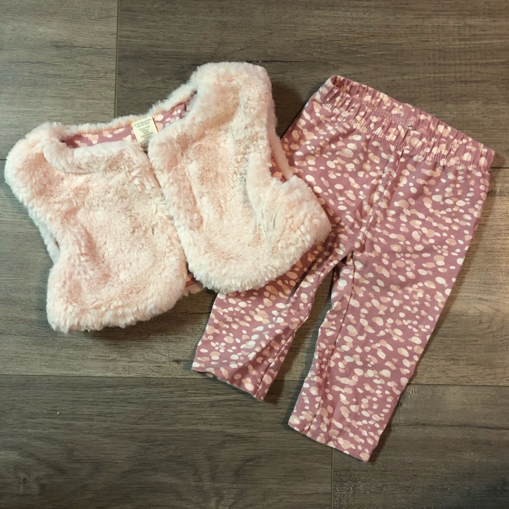 First Impressions Fur Vest and Leggings 3-6 Months
